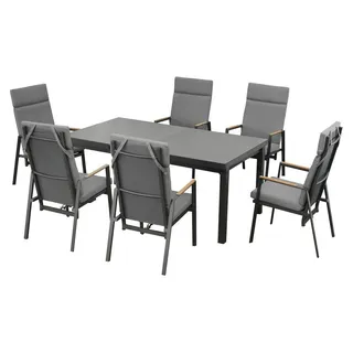 bellavista - Home&Garden® Gartenmöbel-Set Boston 1 Ausziehtisch 180-240 cm + 6 Hochlehner - Grau