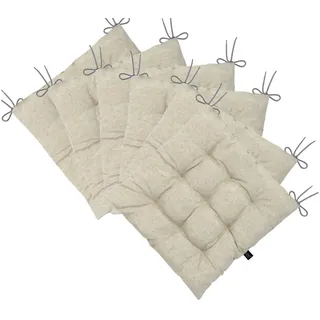 LILENO HOME Stuhlkissen Sitzkissen für Gartenstuhl, Küchenstuhl oder Esszimmerstuhl 40x40x6 cm, Bequeme Indoor u. Outdoor Stuhlauflage als Stuhl Kissen Nature beige