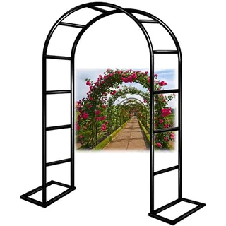 Gartenbogen Aus Metall Breit 140 200 240 300 cm, Rosenbogen Rankhilfe Für Kletterpflanzen Hochzeit Terrasse, Freistehend Torbogen Rankgitter, Wetterfest Rankbogen, Gartendekoration(Schwarz,280x250 cm
