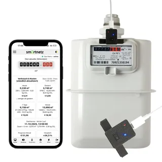 SMARTNETZ GASREADER 5 Mini Pipersberg/Schlumberger/Itron 0,1 m3 / 0,01 m3 / Impuls G4, G4, G10 RF1 Schnittstelle - WiFi mit TASMOTA vorinstalliert (Pipersberg RF1 0,01 m3/Impuls)