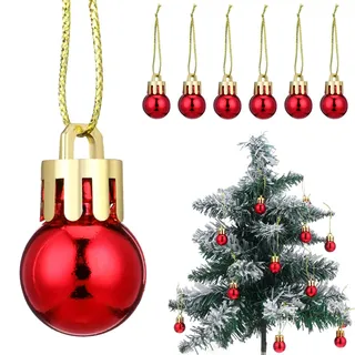 Sewroro Stücke Mini Weihnachtskugeln Weihnachtsbaumkugeln Ornamente Bunte Kugel Hängende Anhänger für Weihnachtsbäume Hochzeit Party Urlaub Dekorationen 2 cm (Rot)
