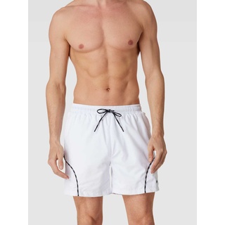 Badehose mit Label-Details Modell 'RACE', Weiss, M
