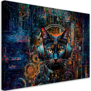Feeby Leinwandbild, Blau, Textil, Tiere, Rechteckig, 60x40 cm, Bilder und Zubehör, Wandbilder, Leinwandbilder