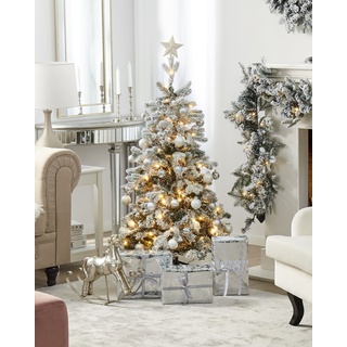 Künstlicher Weihnachtsbaum mit LED Beleuchtung schneebedeckt 120 cm weiß TATLOW