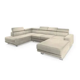 masseno Wohnlandschaft Velours 3-Sitzer Weiß