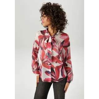 Aniston CASUAL Schluppenbluse mit großflächigen, grafischen Blättern bunt/rosa/rot/schwarz 42