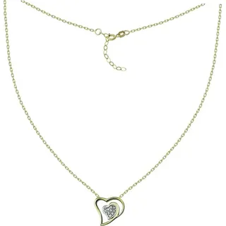 GoldDream Damen Colliers Halskette Doppelherz 42-45cm Gelbgold 8 Karat