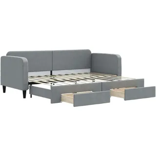 vidaXL Tagesbett Ausziehbar mit Schubladen Hellgrau 80x200 cm Stoff