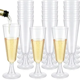 Plastik Sektgläser 20 Stück, Wiederverwendbar 160 ml, Transparent, Für Feier, Hochzeit