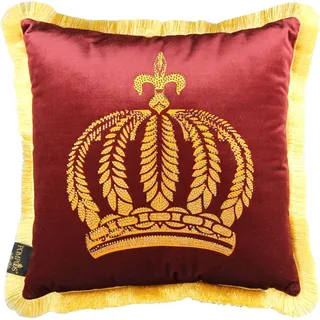 Harald Glööckler Luxus Deko Kissen Pompöös by Casa Padrino Bordeaux / Gold Krone mit Strass Steinen - Glööckler Kissen