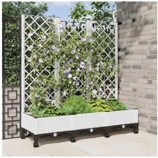 vidaXL Pflanzkübel mit Spalier und Rädern 120 x 40 x 131,5 cm Weiß