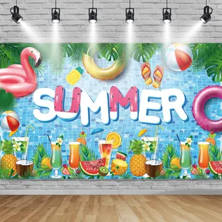Hawaii Pool Party Banner - Luau Tiki Deko Hintergrund für Sommer Beach - Groß 185×110cm