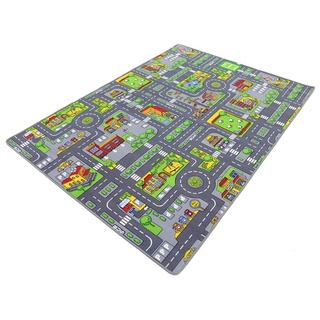 HEVO Stadt Mix Strassen Spielteppich | Kinderteppich 200x400 cm mit Antirutsch Rücken