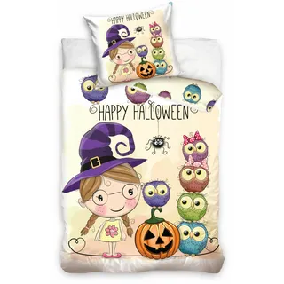 Bettwäsche Halloween Herbst Kinderzimmer mehrfarbig 160 x 200 cm Baumwolle