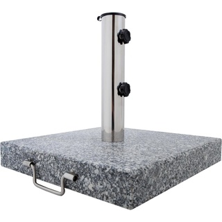 anaterra Schirmständer Sonnenschirmständer Granit 25/30kg Rund/Eckig mit Rollen Schirmständer grau 36 cm