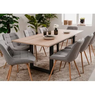 Furn.Design Esstisch Malta (Küchentisch in Eiche Sonoma und Anthrazit, ausziehbar 160 - 200 cm, bis 8 Personen), Industrial Design beige