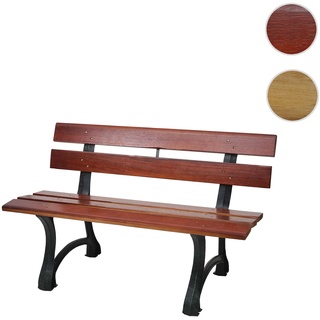 Gartenbank HWC-F96, Sitzbank Parkbank Holzbank, Gusseisen ~ 3-Sitzer 170cm braun