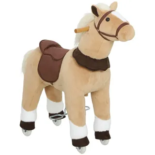 aiyaplay Reitpferd, Spielpferd zum Reiten mit Sattel Rollen 80 cm Stehpferd Braun