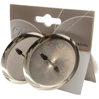 Kaemingk Kerzenhalter, Kerzenhalter Adventskranz Metall 6cm silber, 4 Stück silberfarben