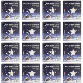 16er Pack Pyramidenkerzen Weihnachtskerzen groß, weiß, ca. 17 x 105 mm (16 x 18 Stück) Christbaumkerzen, Kerzen