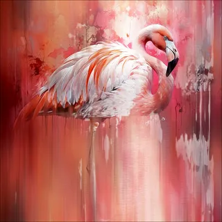 Aludibondbild PRETTY FLAMINGO (BHT 98x98x1,10 cm) - bunt - BHT 98x98x1,10 cm