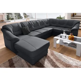 Wohnlandschaft SIT & MORE "Savona U-Form, B: 320 cm", schwarz, B:320cm H:90cm T:211cm, Luxus-Kunstleder;Primabelle-Microfaser;NaturLederKorpus ist mit passendem Luxus-Kunstleder bezogen. Bitte beachten Sie, dass Lederbezüge mehr Nähte aufweisen als Stoffbezüge;Struktur, Sofas, Wohnlandschaft, optional Schlaffunktion, Federkern