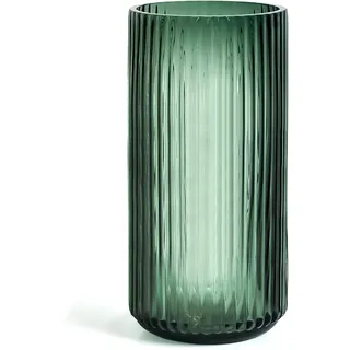 Muyan Blumenvase für Dekoration, geriffelte Glasvase, modern, für Tafelaufsätze, Schreibtisch, Zuhause, Büro, Esszimmer, Wohnzimmer, Hochzeit, 19,1 cm, Grün