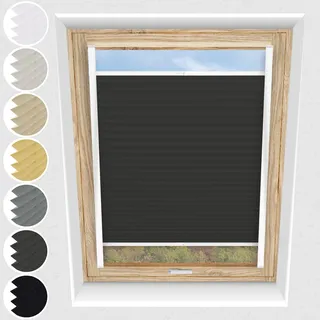 Schuette® Dachfenster Plissee mit Bohren zum Anschrauben ● Thermo Kollektion: Before Storm (Grau) ● 90-99 x 120-149cm (Breite x Höhe) ● Suprafix Faltrollo Befestigung ● Bequeme Rollo