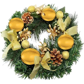 Adventskranz Künstlich - Weihnachtsdeko, Modern, Kerzenhalter, Tischdekoration - Weihnachtskranz (A-015)