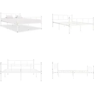 vidaXL Bettgestell Weiß Metall 120x200 cm - Bettgestell - Bettgestelle - Bettrahmen - Bettrahmen - Weiß