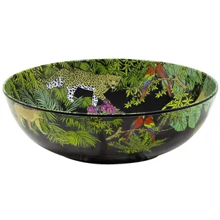 Les Jardins de la Comtesse - Große Salatschüssel aus schwarzem/grünem Melamin aus dem Dschungel-Abendessenservice - Geschirrkollektion MelARTmine - 4L / Ø 31 cm