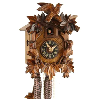 Eble Kuckucksuhr Original Schwarzwälder Kuckuckuhr Echtholz mechanisches 1-Tag Laufwerk NEU VDs Zertifikat Dreivogel 23cm- 20-06-12-10