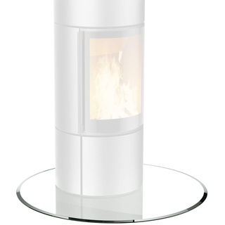 BIJON Glasplatte Kreis für Kaminofen mit Dichtlippe, Glasbodenplatte - Funkenschutzplatte Glas mit Facettenschliff, Kamin Hitzeschutz, ESG Sicherheitsglas Ø 70 cm x 6mm