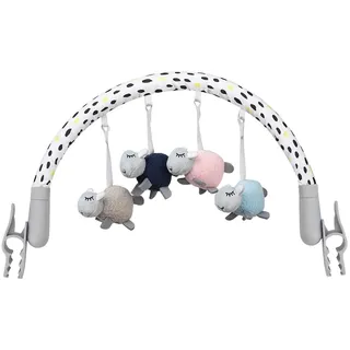Momi Joy Spielbügel mit 4 sensorischen Spielzeugen, schnelle Klemmmontage, Einstellbarer Neigungswinkel, für Babys und Kinder von 0 bis 5 Monaten