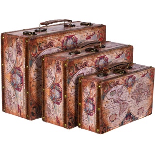 Birendy Truhe Kiste KD 1288 Koffer, Kofferset, Holztruhe Vintage Schatzkiste SET Größe M + L + XL