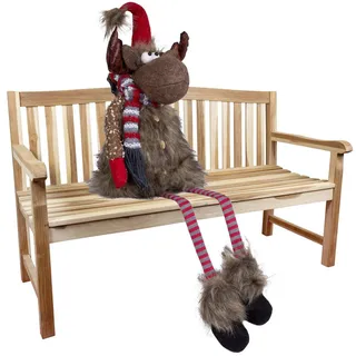 Elch 36cm (90cm) Hirsch Kantenhocker Weihnachtliche Dekofigur Rentier braun