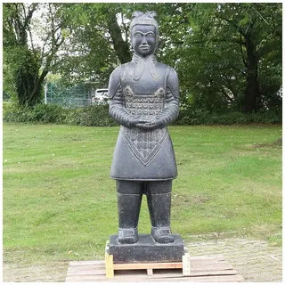 Oriental Galerie Dekofigur Samurai Krieger aus Stein Gartenfigur stehend 175 cm (1 St) grau