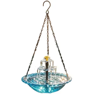 Generisch Solar Vogelbad hängend mit Wasserfall-Pumpe, Große Vogeltränke mit GlasOptik Schale & Solar-Springbrunnen, Wetterfeste Gartendeko fürKolibris & Wildvögel, Outdoor Deko für Garten, Terrasse