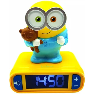 Lexibook, Ich - Einfach unverbesserlich Minions, Bob, Nachtlicht-Wecker, Sounds und Melodien, LCD-Hintergrundbeleuchtung, Leuchtend, Schlummerfunktion, gelb, RL800DES