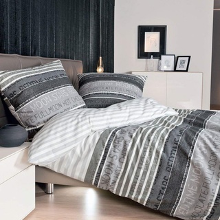 Janine Mako Satin Bettwäsche 155 x 200 cm Satin Bettbezug grau Palermo Bettwäsche grau aus Baumwolle