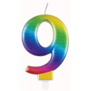 Regenbogen Kerze Zahl 9