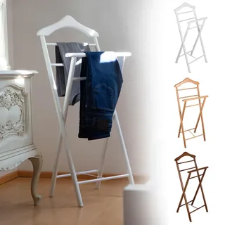 Staboos 3x Herrendiener Kleiderbutler Kleiderständer Stummer Diener aus Holz klappbar und leicht (Weiß)