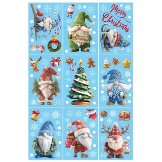 FEQDWOX 248 PCS Selbstklebend PVC Fensterbilder Weihnachten Wiederverwendbar Statisch Haftende Fensterdeko für Fenster Tür Winter Weihnachtsdeko