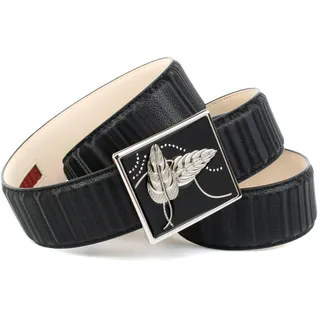 Ledergürtel ANTHONI CROWN, Damen, Gr. 85, schwarz, Leder, unifarben, klassisch, Gürtel, Automatik Gürtel mit floralem Design
