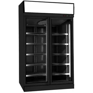 CombiSteel Flaschenkühlschrank mit 2 Glastüren Getränkekühlschrank schwarz Gastro 1000 Liter