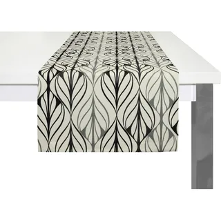 Tischläufer ADAM "Wave" Tischdecken Gr. B/L: 50 cm x 150 cm, rechteckig, beige (natur, dunkelgrau, hellgrau) Tischläufer nachhaltig aus Bio-Baumwolle,Made in Germany
