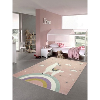 Kinderteppich Teppich Kinderzimmer Mädchen Kinderteppich Lama Einhorn rosa, Carpetia, rechteckig, Höhe: 13 mm rosa 200 cm x 290 cm x 13 mm