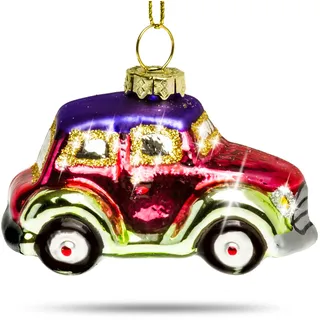 SIKORA Auto bunt besondere Weihnachtskugel Glas Christbaumschmuck Deko Figur Weihnachten Anhänger Ornament - Trend Line - BS405