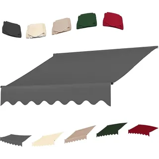 QTWLG Klemmmarkise 300cm 400cm Ersatzstoffe Einziehbare Markise Ersatz Markisenstoff Ersatzoberseite (nur Stoff), Ersatzabdeckung Für Garten Draussen Markise(Anthracite,10x8ft/300x245cm)