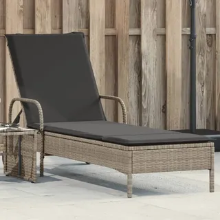 Sonnenliege Mit Rollen Und Auflage Hellgrau Poly Rattan